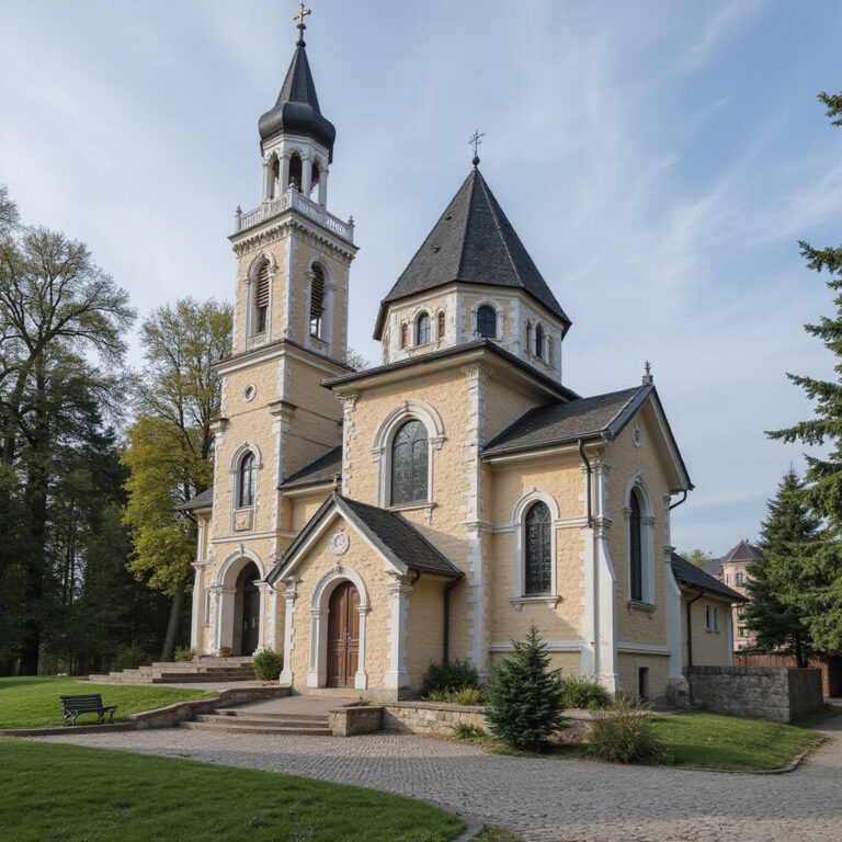 Wzgórze Kościelne w Dyneburgu z widokiem na cerkiew, kościół i synagogę - symbol tolerancji religijnej