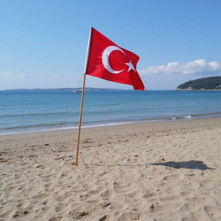 bezpieczne plaże na Korfu z błękitną flagą, turkusowa woda i złoty piasek