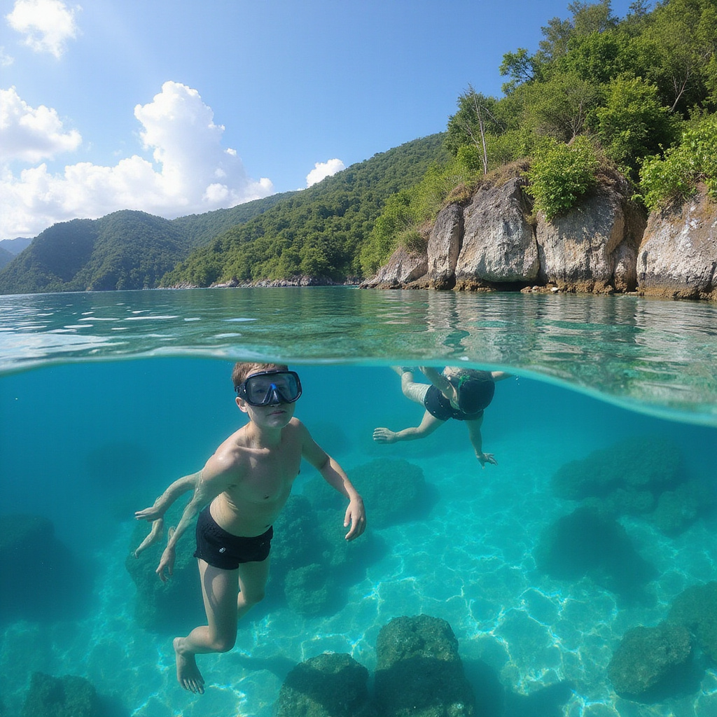 Snorkeling w rafie koralowej i plaże z palmami na wyspie Palawan