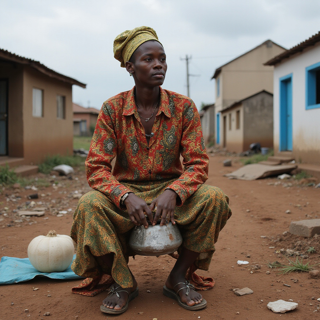 Rodzina jedząca ugali w slumsach Nairobi