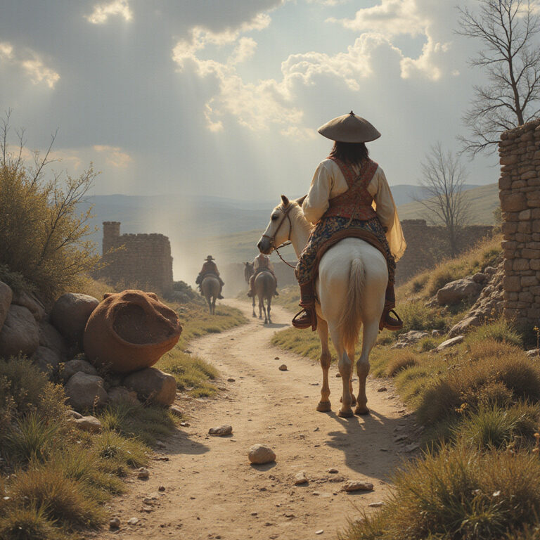 Sfinks o wschodzie słońca z piramidami w tle, starożytna rzeźba, egipska pustynia