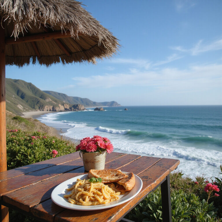 Stolik z widokiem na ocean w Pee Wee’s at the Point, idealne miejsce na romantyczną kolację