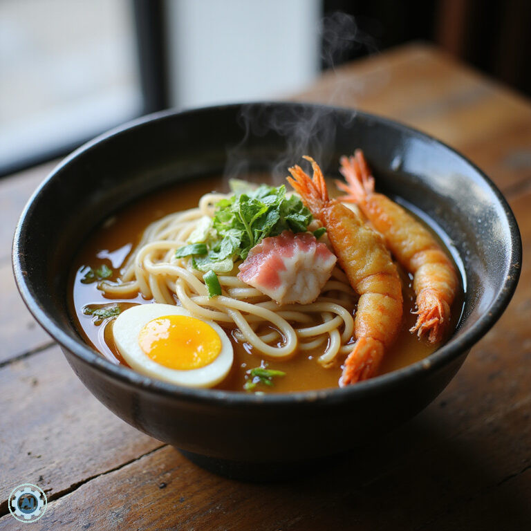 Talerz udon z Osaki z bulionem i dodatkami