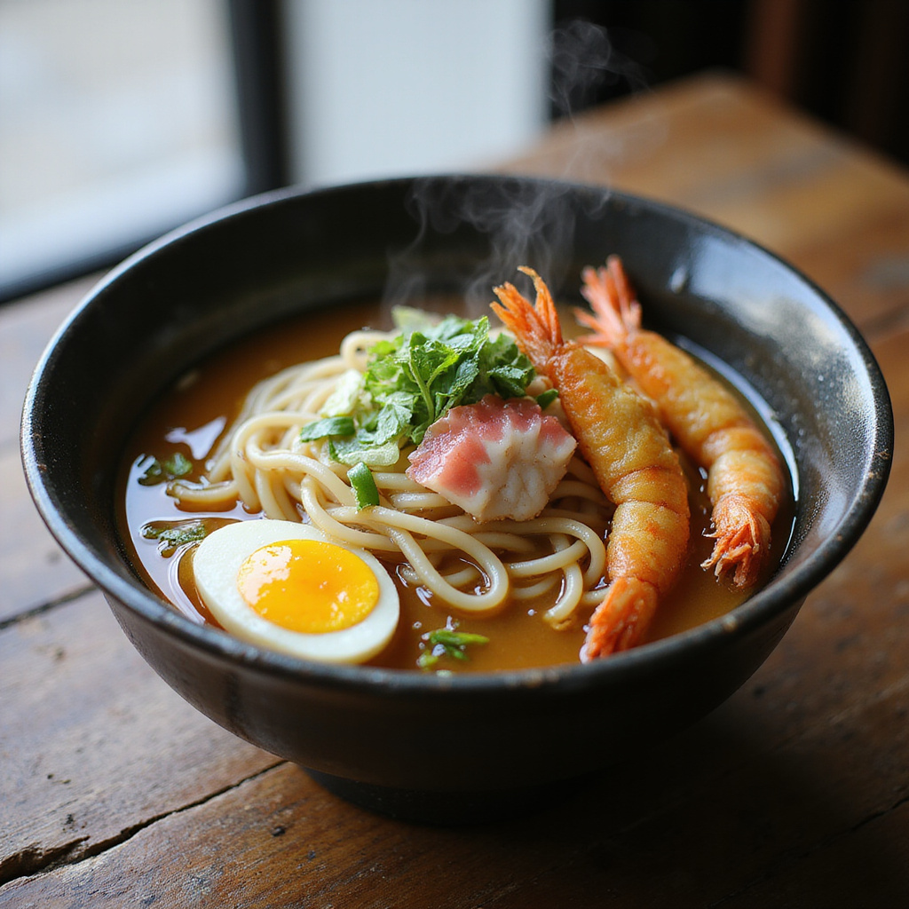 Talerz udon z Osaki z bulionem i dodatkami