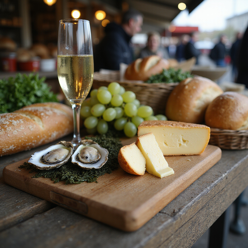 ser Langres na targu w Bar-sur-Aube, lokalne produkty z regionu Champagne