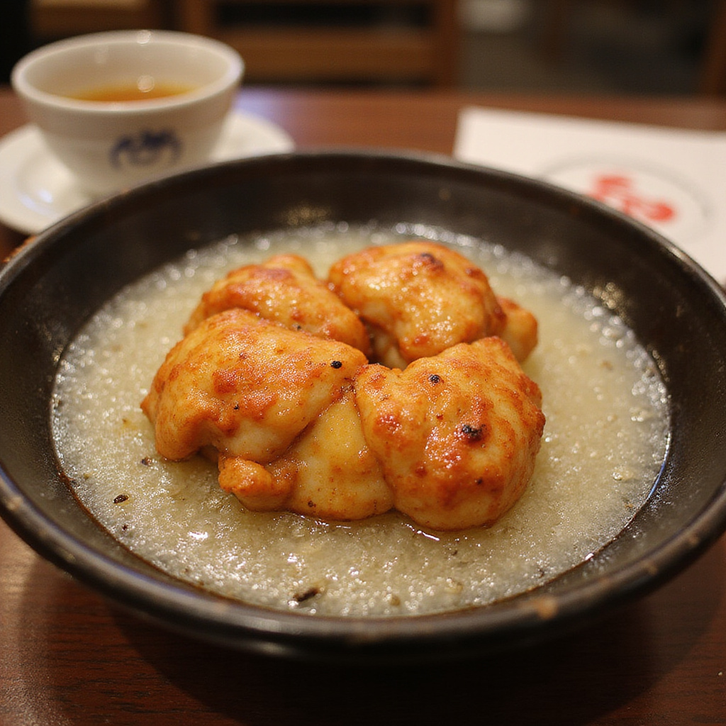 Akashi-yaki, tradycyjne japońskie kulki z ośmiornicą, serwowane w dashi