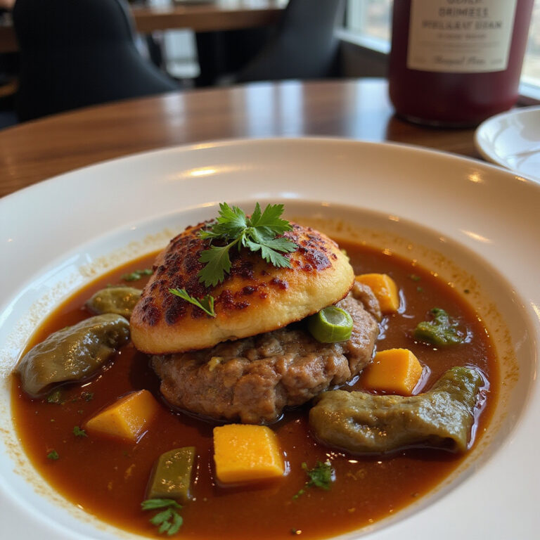 Tradycyjne ugali z sukumą wiki w jaskini Nairobi, kenijska kuchnia, fine dining