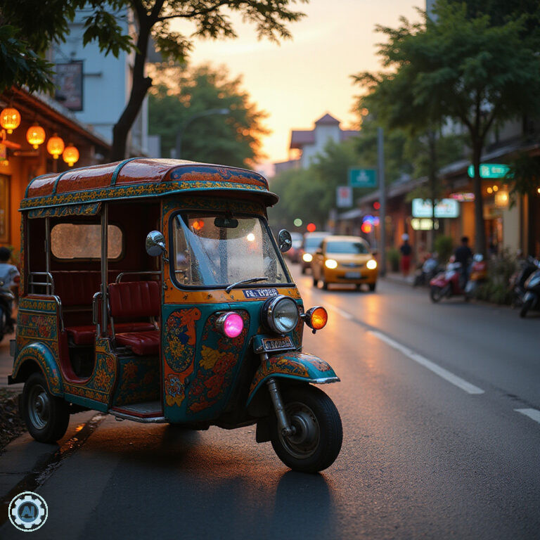 Tuk-tuk na ulicy w Hua Hin przy Petchkasem Road