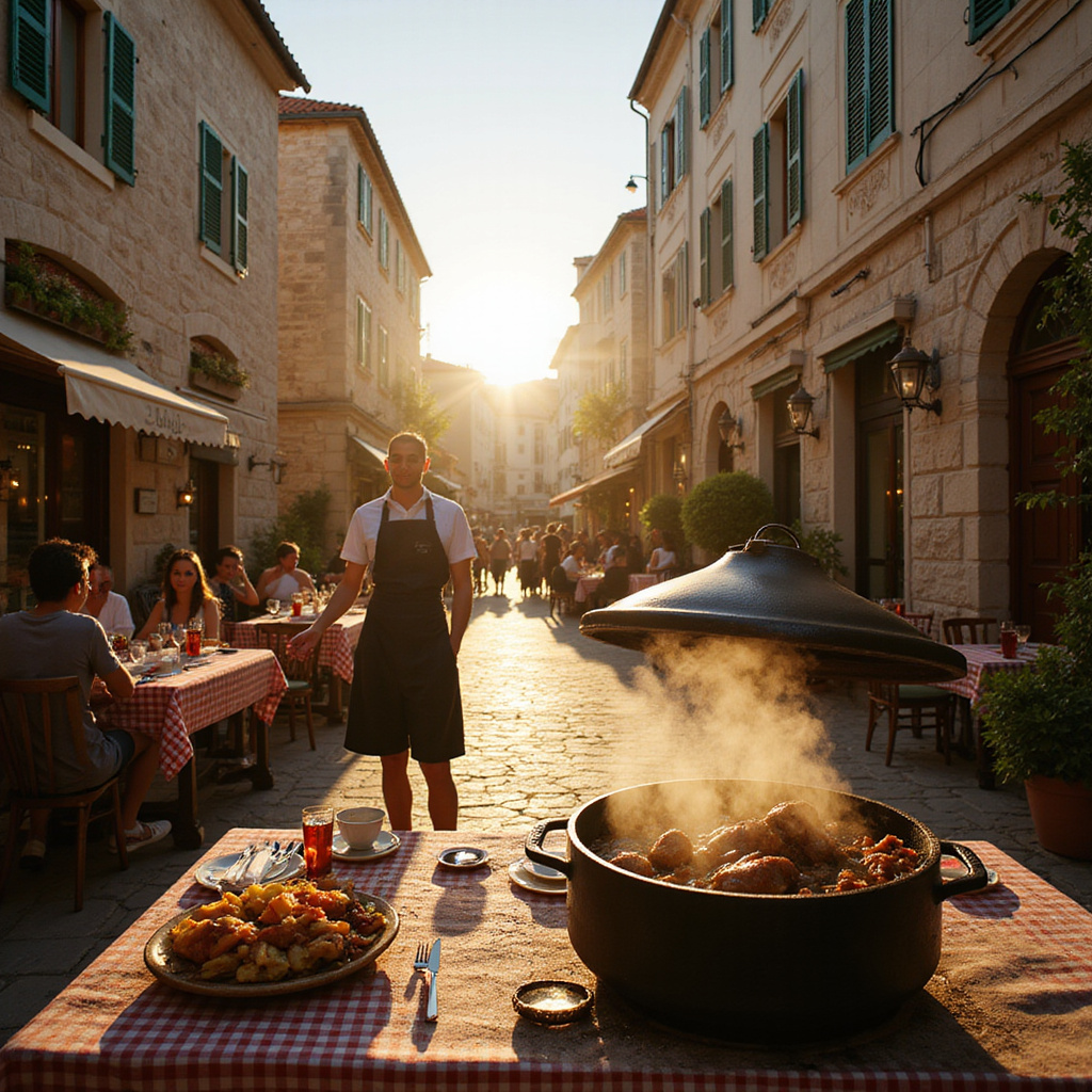 ulica w Splicie z restauracjami serwującymi pekę