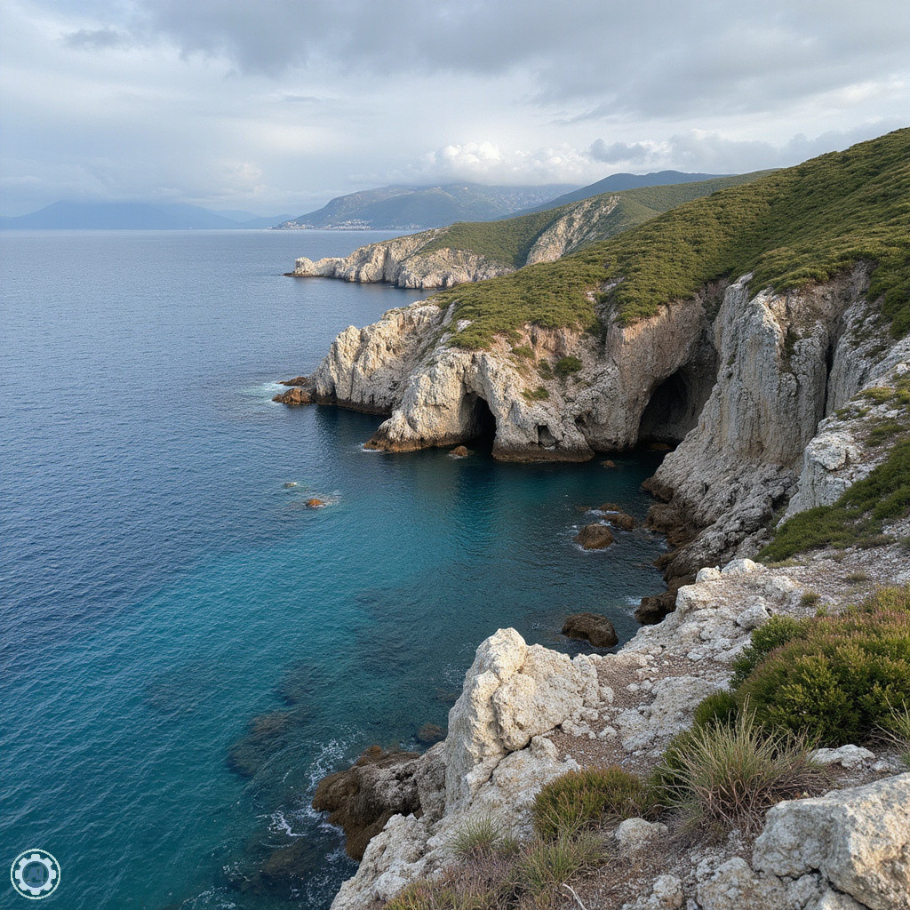 Archipelag Korčuli z lotu ptaka, ukazujący skaliste wybrzeże i turkusową wodę