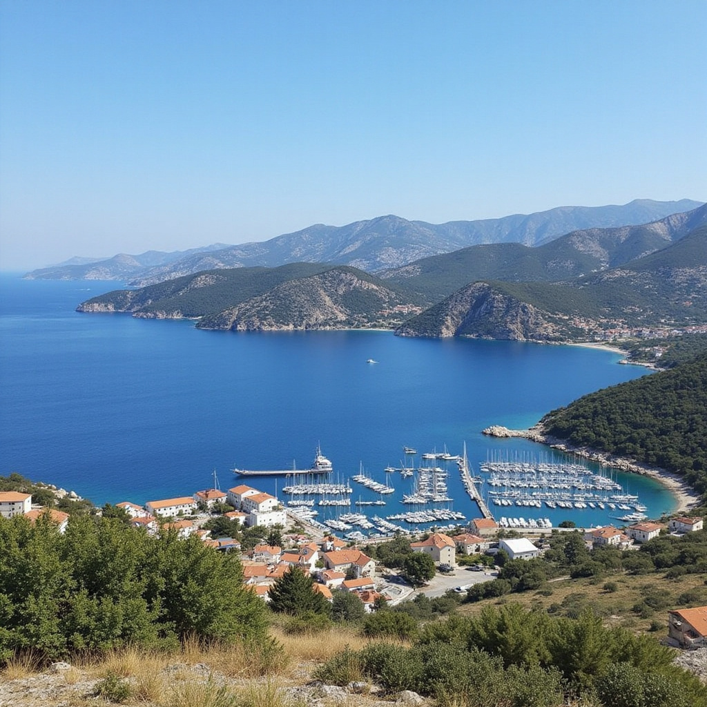 Atrakcje Hvar z widokiem na brukowane ulice miasta Hvar i morze Adriatyku