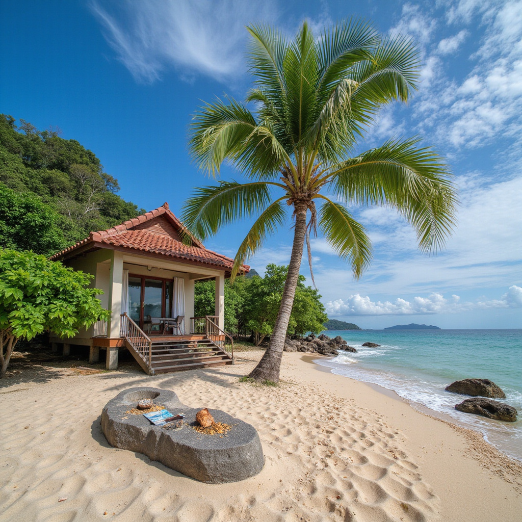 drewniane bungalowy Koh Lanta na plaży z widokiem na morze