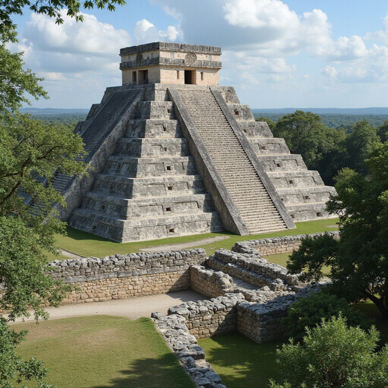 Droga dojazdowa przez dżunglę podczas wyjazdu na własną rękę do Chichen Itza z widokiem na ruiny Majów
