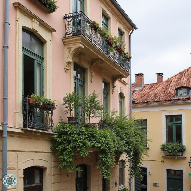 Francuskie balkony w Nowym Orleanie z żelaznymi balustradami i kolorowymi fasadami