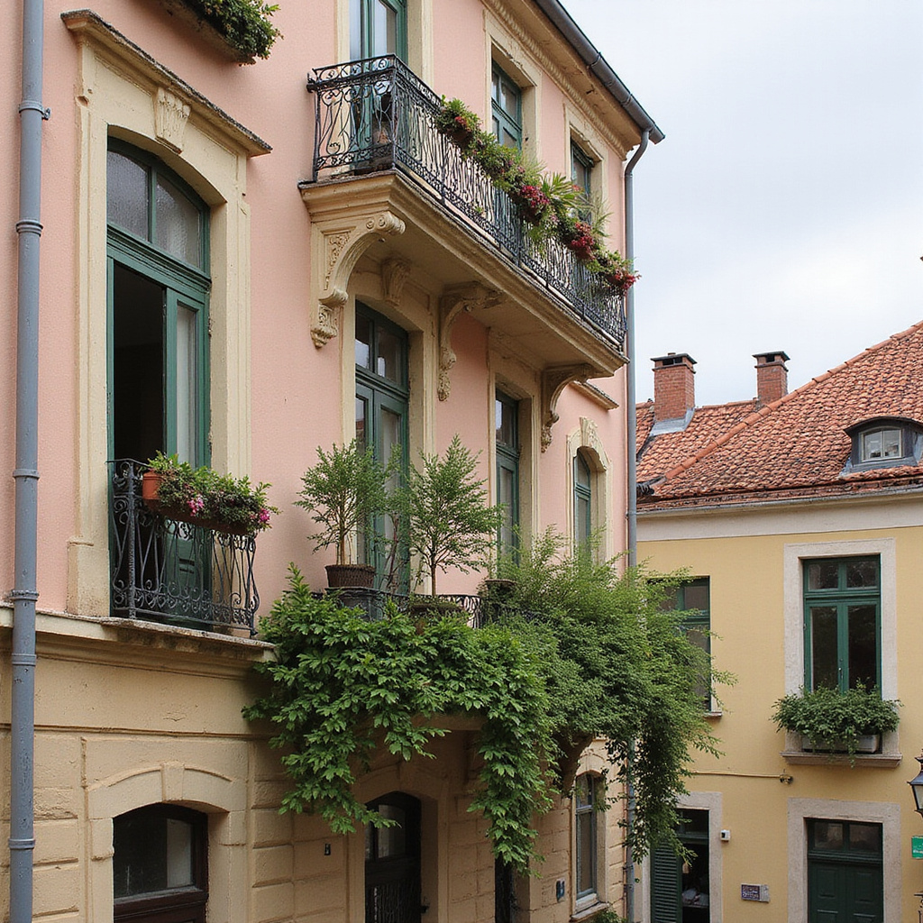Francuskie balkony w Nowym Orleanie z żelaznymi balustradami i kolorowymi fasadami