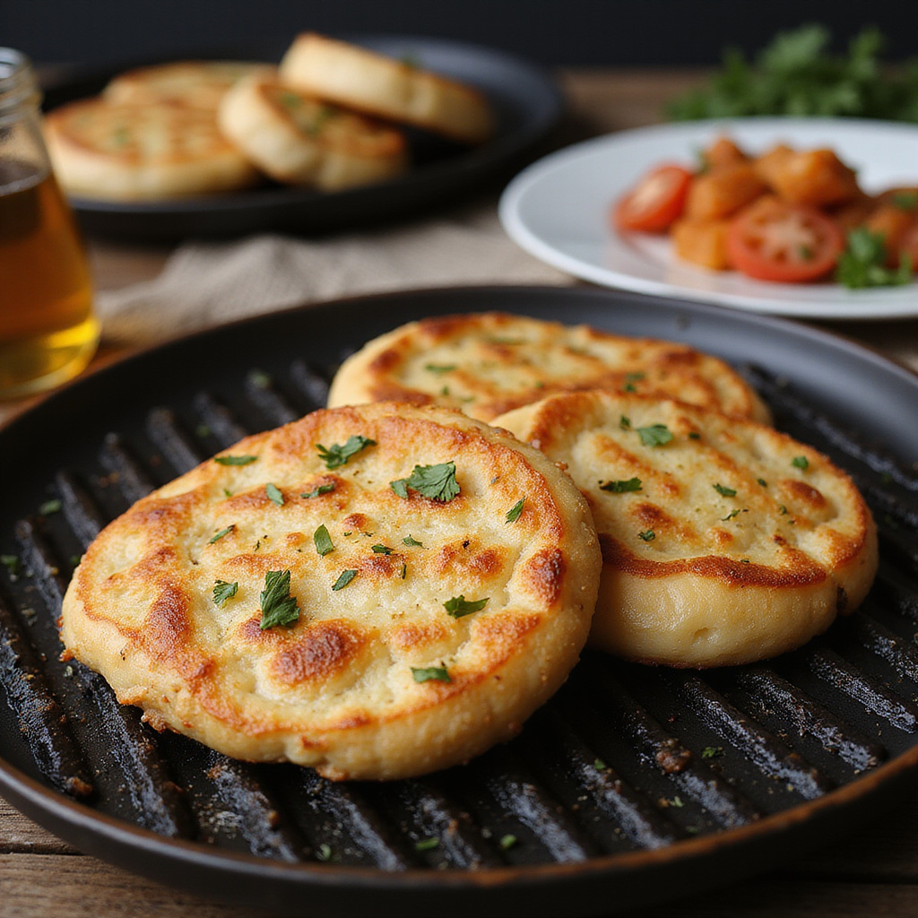 Ser halloumi grillowany na patelni z ziołami i warzywami