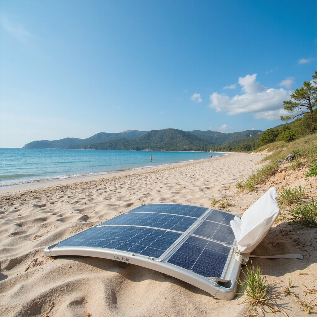 Namiot solarny na plaży Comino z widokiem na morze