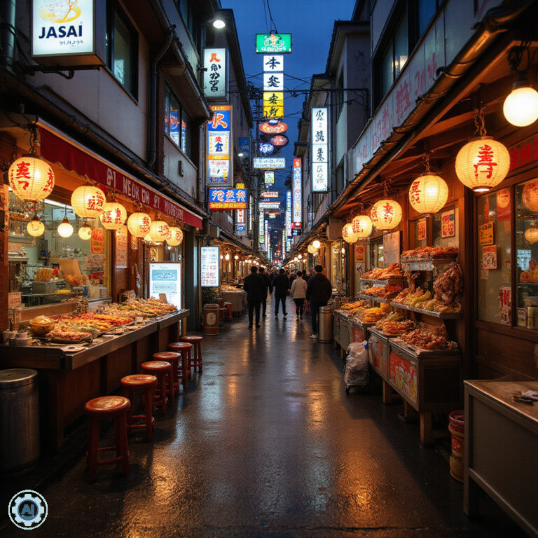 Atrakcje Osaki: ulica w Dotonbori z neonami i street food