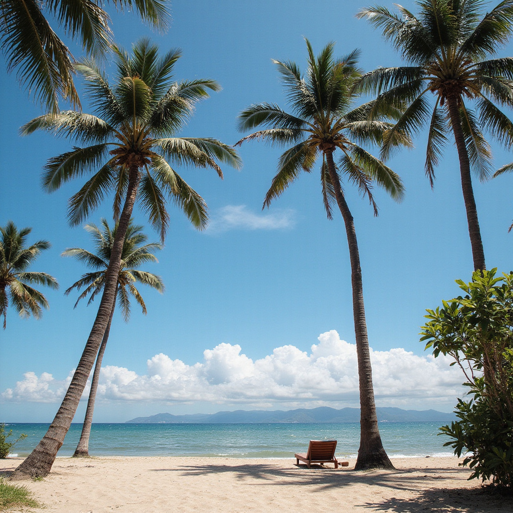 Tropikalna plaża na Filipinach z palmami i turkusową wodą
