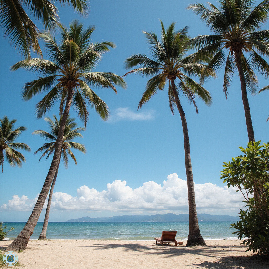 Tropikalna plaża na Filipinach z palmami i turkusową wodą