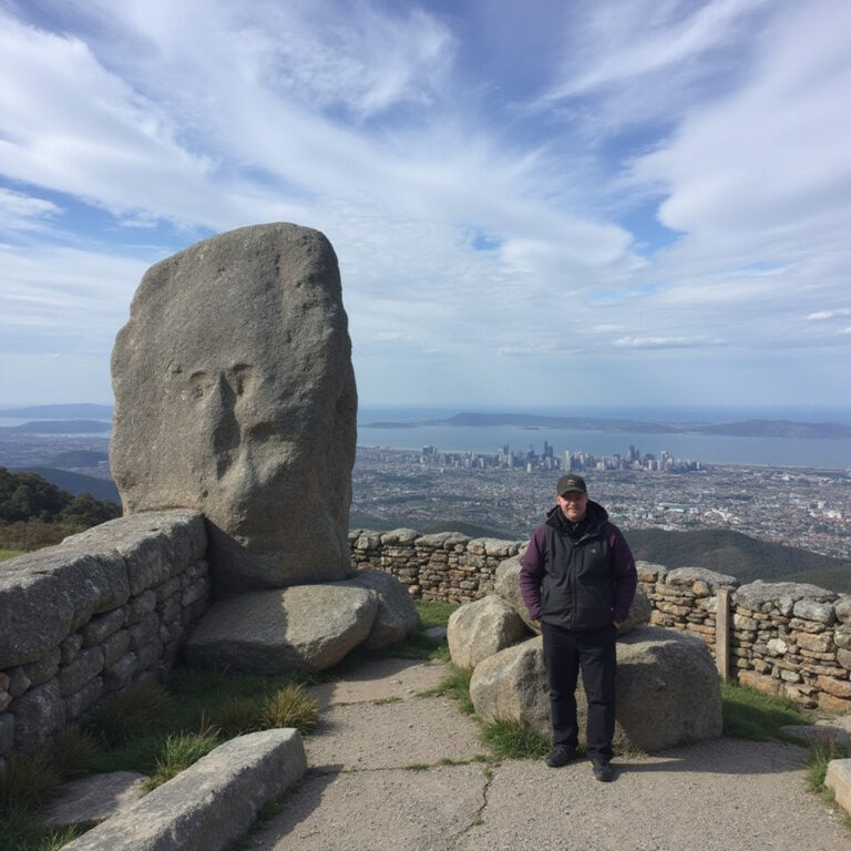 Podróżnik eksplorujący Hobart na własną rękę z widokiem na historyczne ulice i morską bryzę
