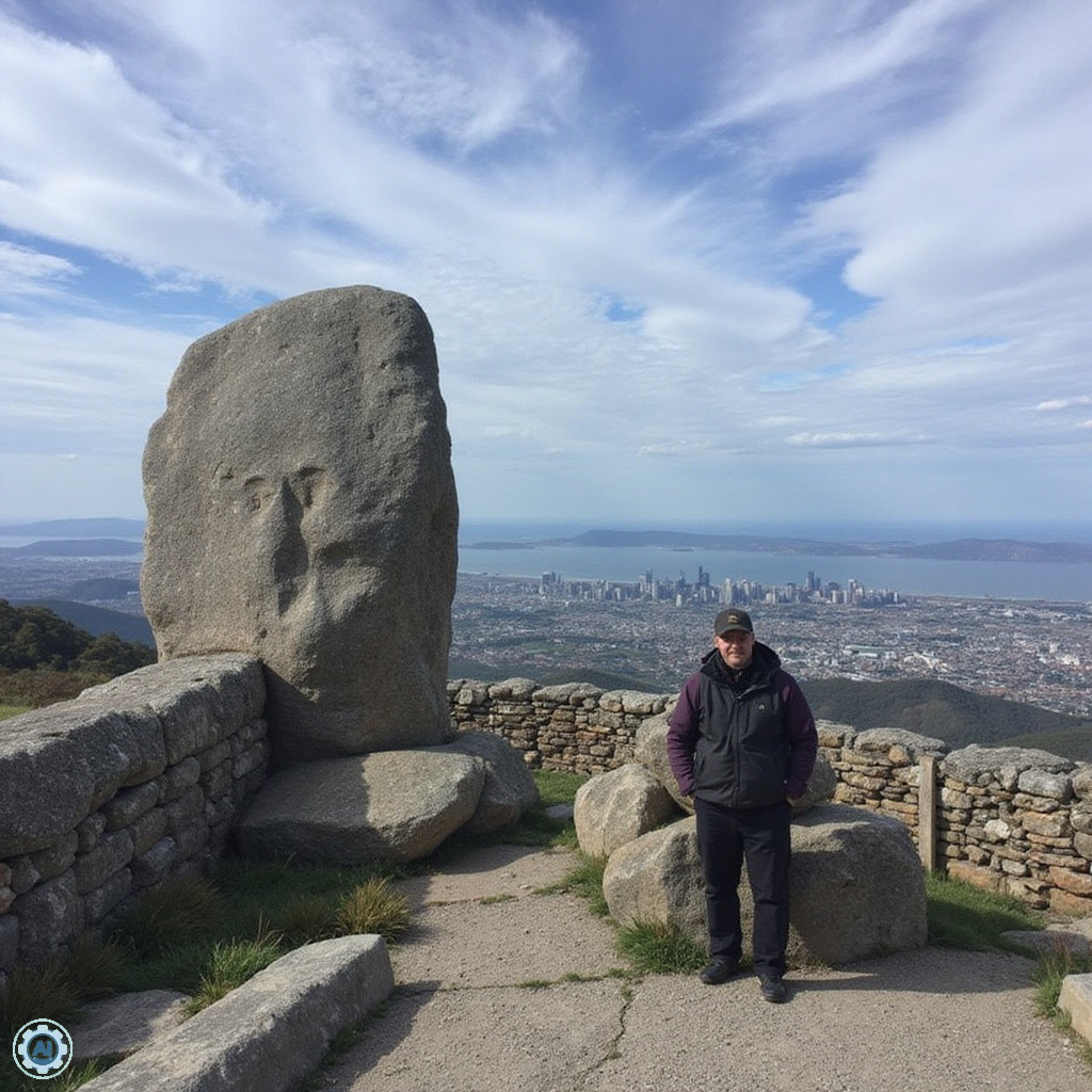 Podróżnik eksplorujący Hobart na własną rękę z widokiem na historyczne ulice i morską bryzę