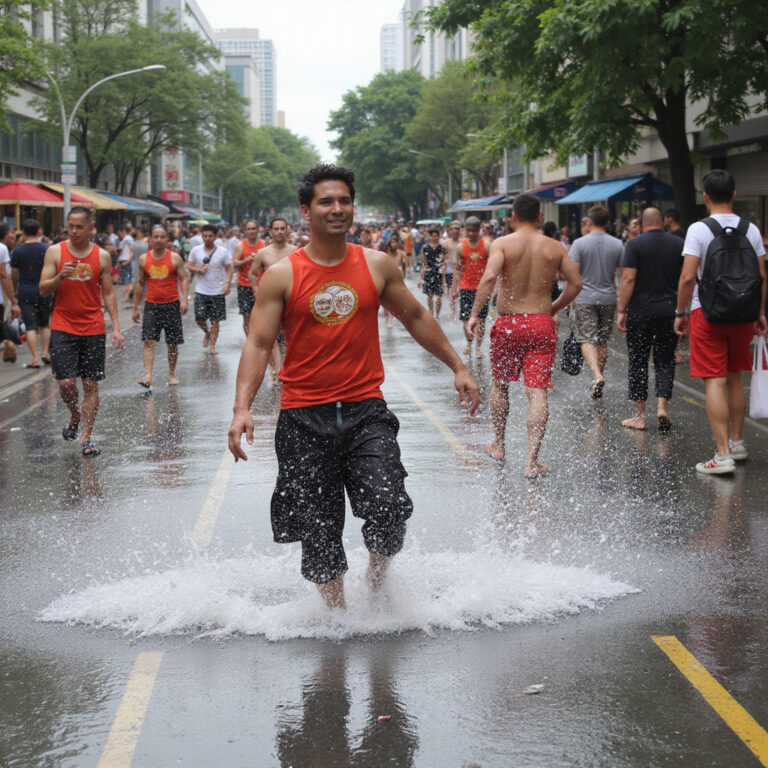 Songkran w Bangkoku - uliczna bitwa wodna podczas tajskiego festiwalu