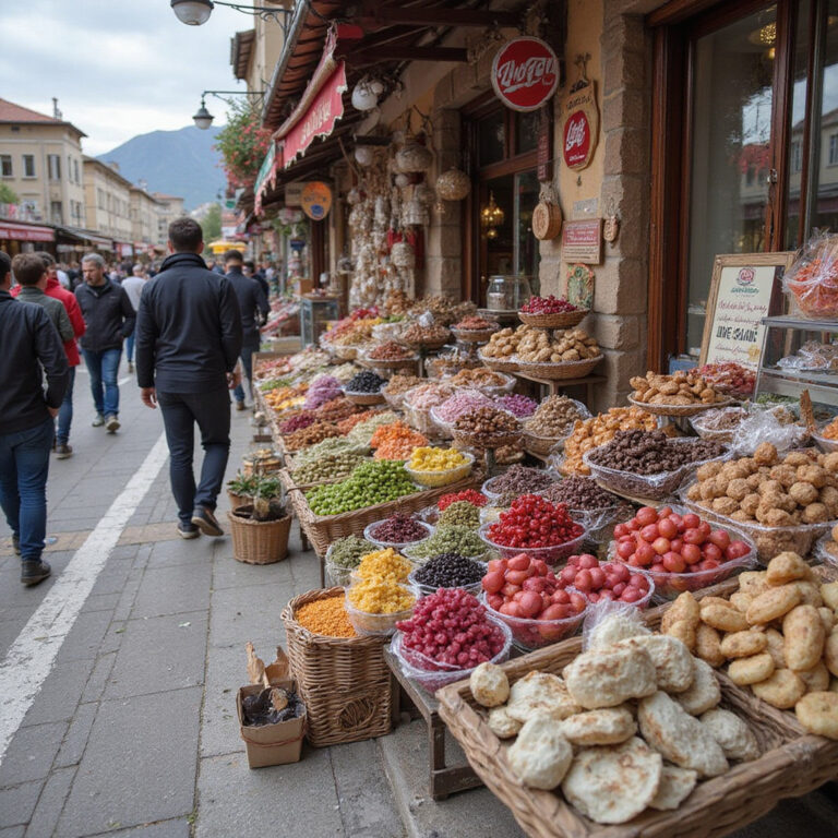 Targowanie się na bazarze w Antalyi, żywe kolory i tradycyjne stoiska