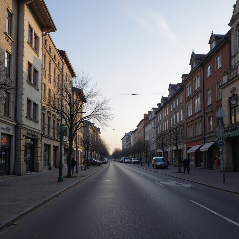 Malowniczy widok na zabytki Warszawy z brukowanej ulicy w centrum miasta