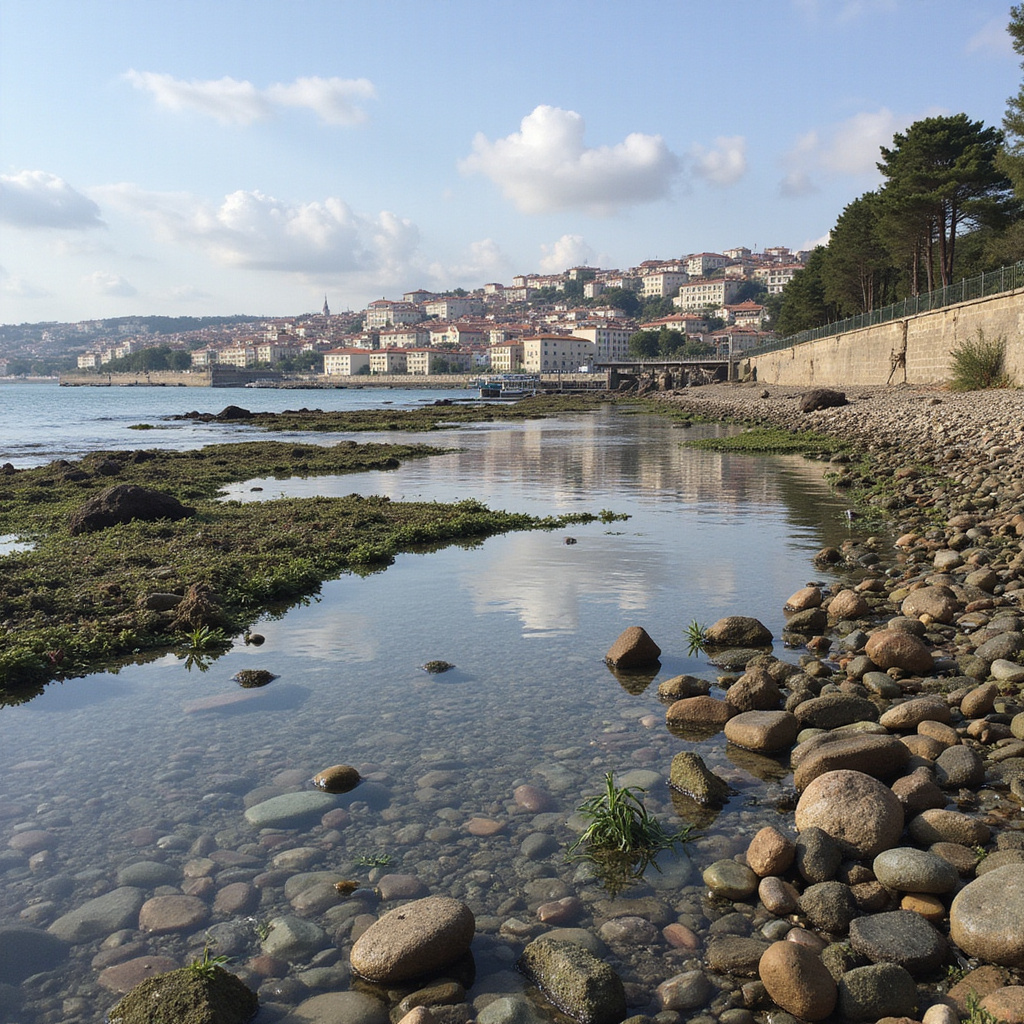 Ulica w Porto z widokiem na rzekę Douro i kolorowe kamienice