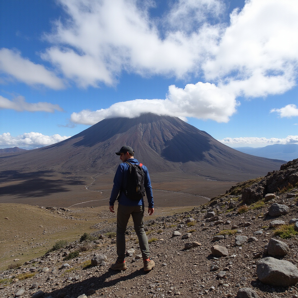 Widok na wulkan Popocatépetl z Las Joyas, trekking po wulkanach Meksyku, góry i chmury