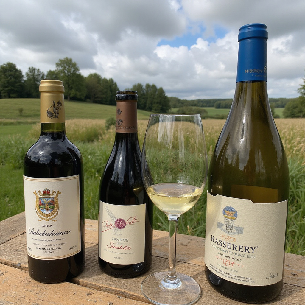 Winnice i nabrzeże rzeki w regionie Bordeaux z zabytkami w tle