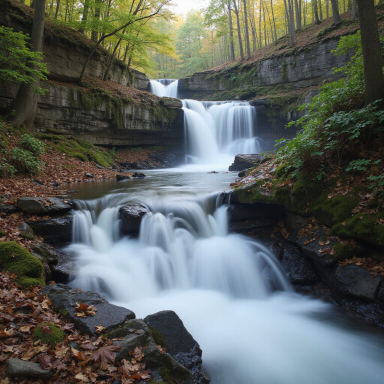 Wodospad Florence Falls w Parku Litchfield podczas ulewy, spieniona woda i bujna roślinność