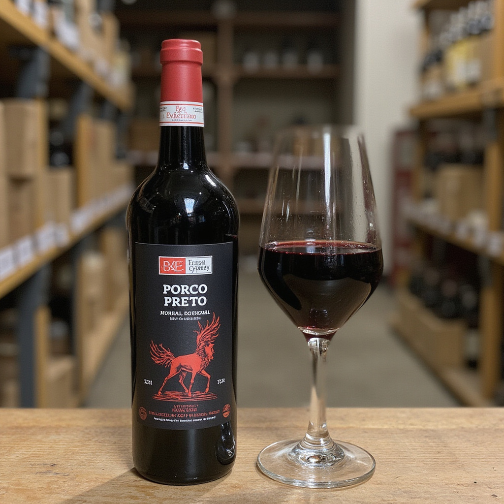 Porco preto - czarna świnia iberyjska podawana z winem Alentejo