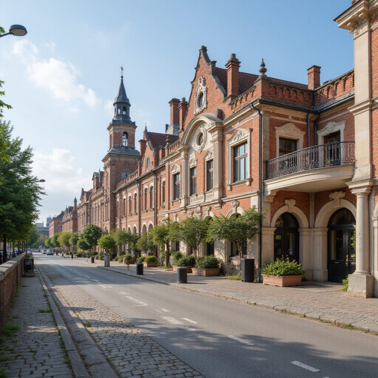 Kolorowe domy w Pireusie z widokiem na morze, malownicza grecka architektura