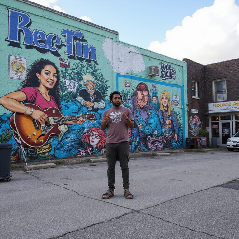 darmowe koncerty w Miami na tle kolorowych murali w dzielnicy Wynwood