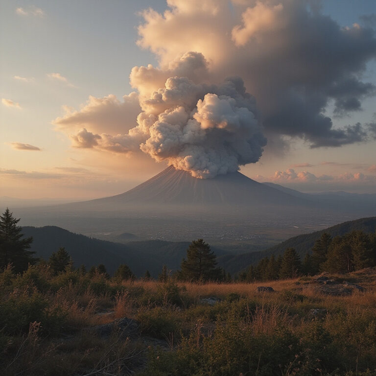 Widok na krater Wezuwiusza z chmurami dymu – aktywny wulkan gotowy do erupcji
