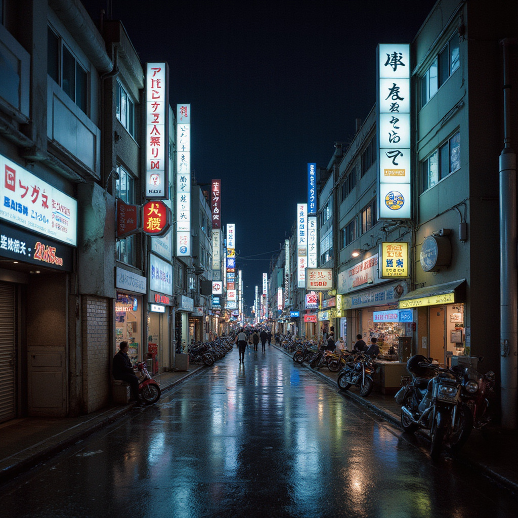 Neonowe światła Shinjuku nocą, miejski krajobraz, fotografia podróżnicza