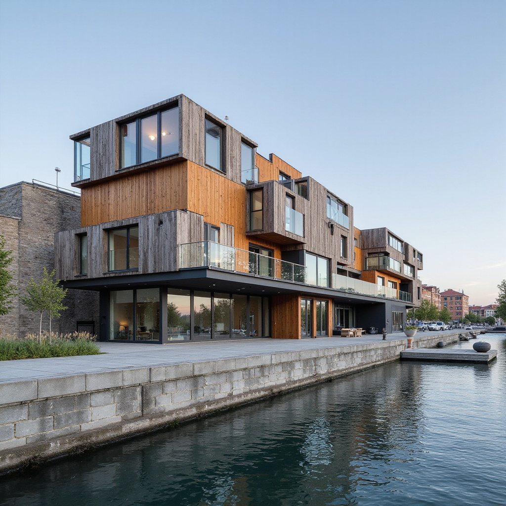 Nowoczesne Porto Antico z akwarium i pomostami, idealna kompozycja architektury i wody