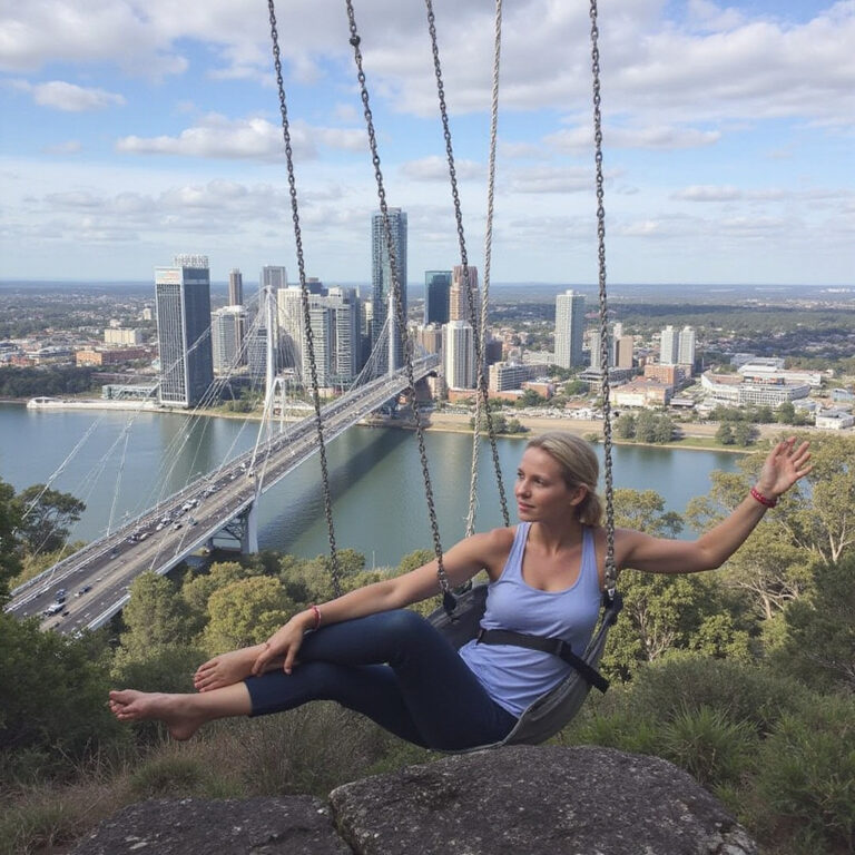 Widok na Brisbane z mostu Story Bridge podczas wspinaczki