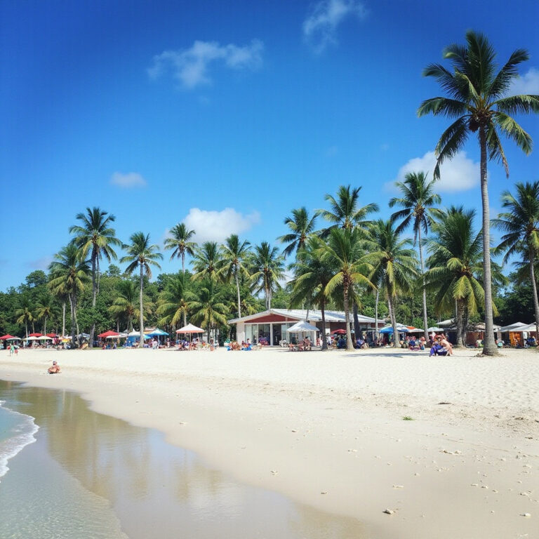 Plaża w Puerto Plata z palmami i turkusową wodą – idealne miejsce na wakacje