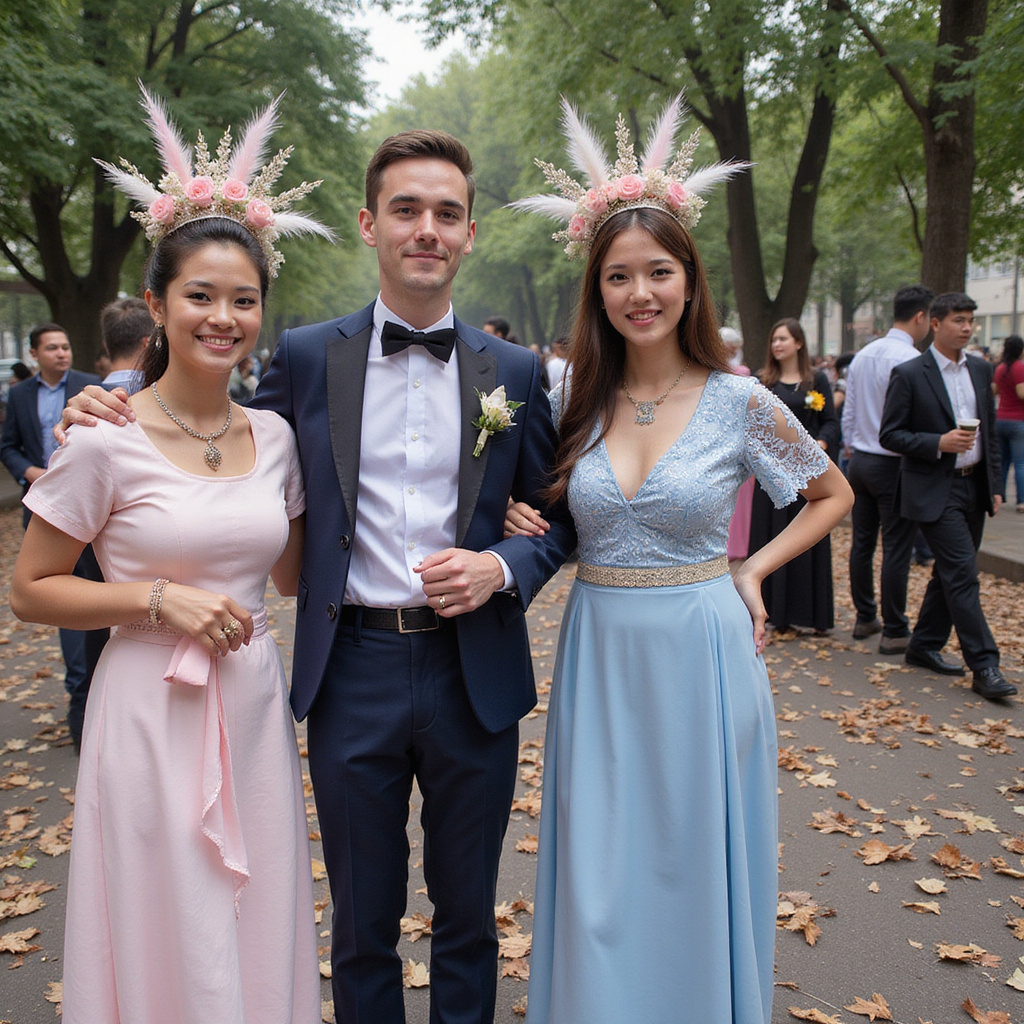Tradycyjne áo dài studentów podczas ceremonii w Van Mieu-Quoc Tu Giam