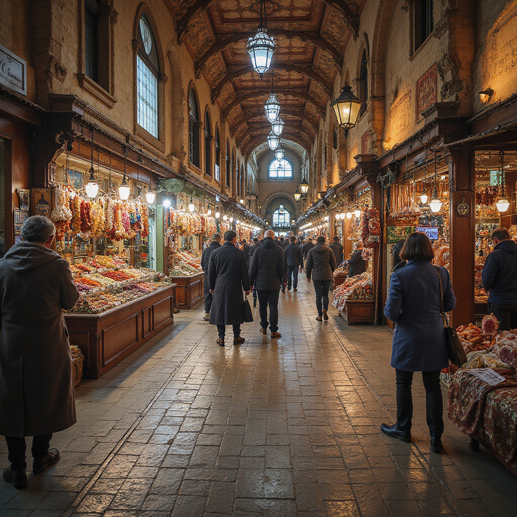 Grand Bazaar targowanie się przy straganie z dywanami