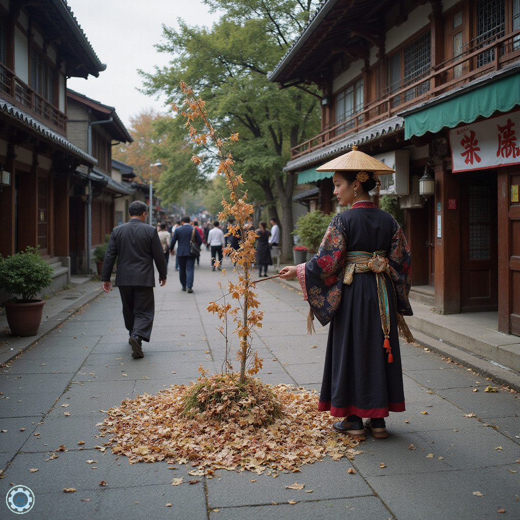 Ulica w Tokio z tradycyjnymi straganami i widocznym fragmentem Sensō-ji, fotografia uliczna, japońska kultura