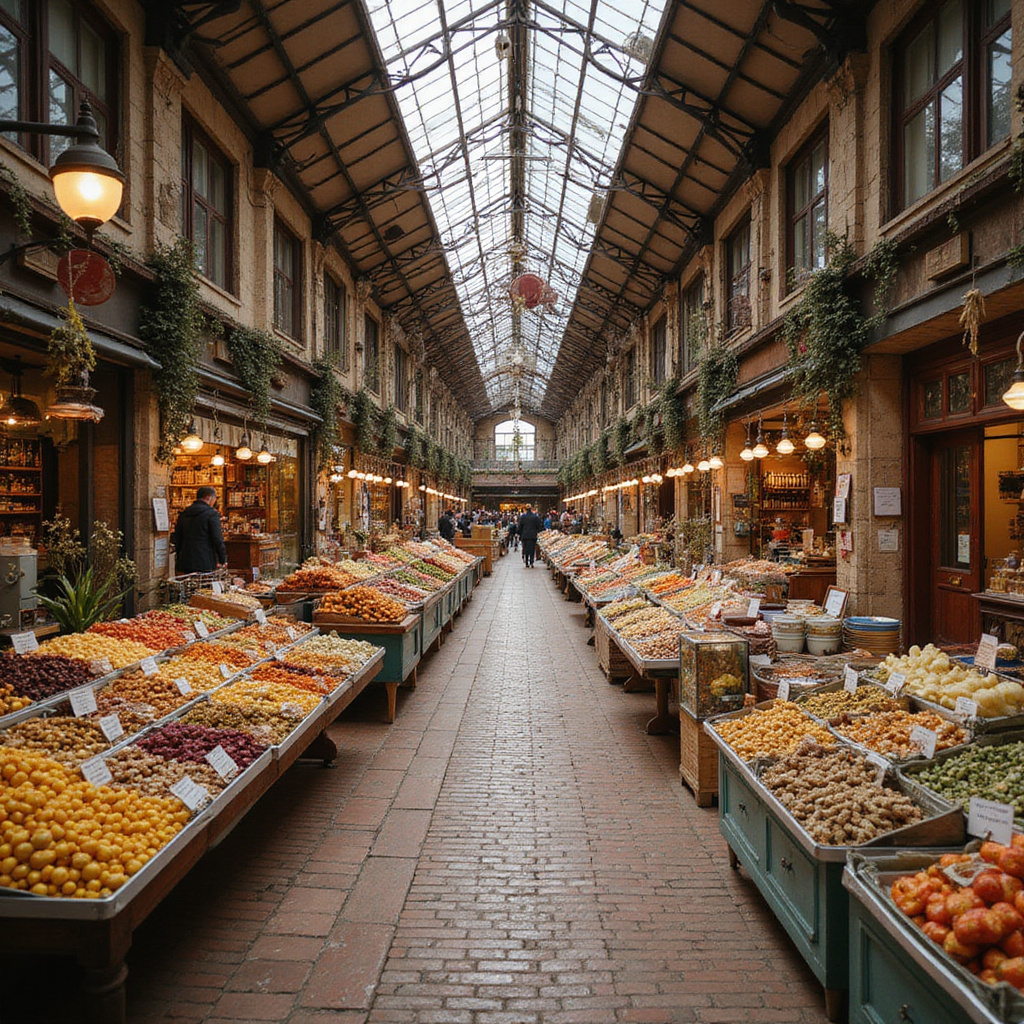 Ulica w Bradze w okolicach Mercado Municipal z kolorowymi straganami