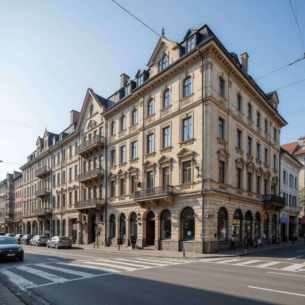 Ulica w Warszawie w okolicach Starego Miasta z widocznymi detalami architektonicznymi
