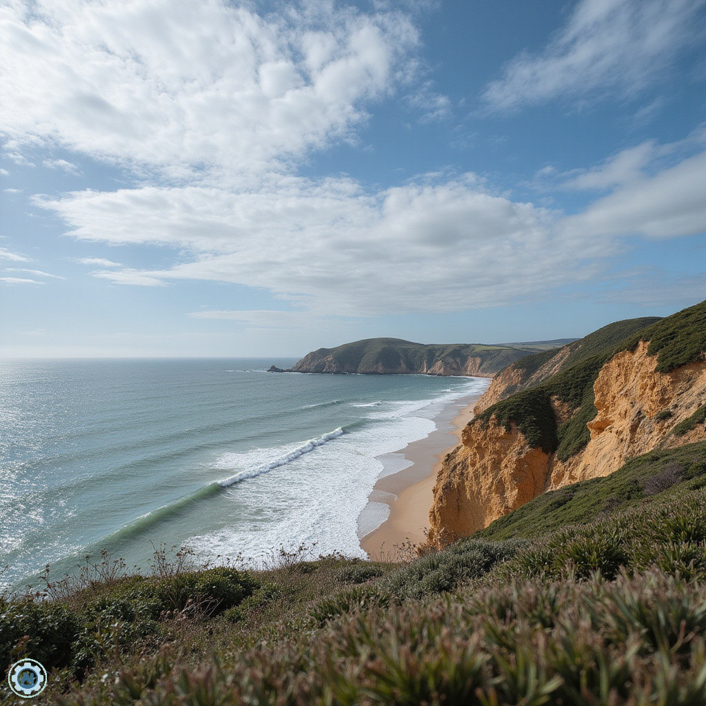 widok na klify Sagres z oceanem w tle, koniec świata, portugalskie wybrzeże