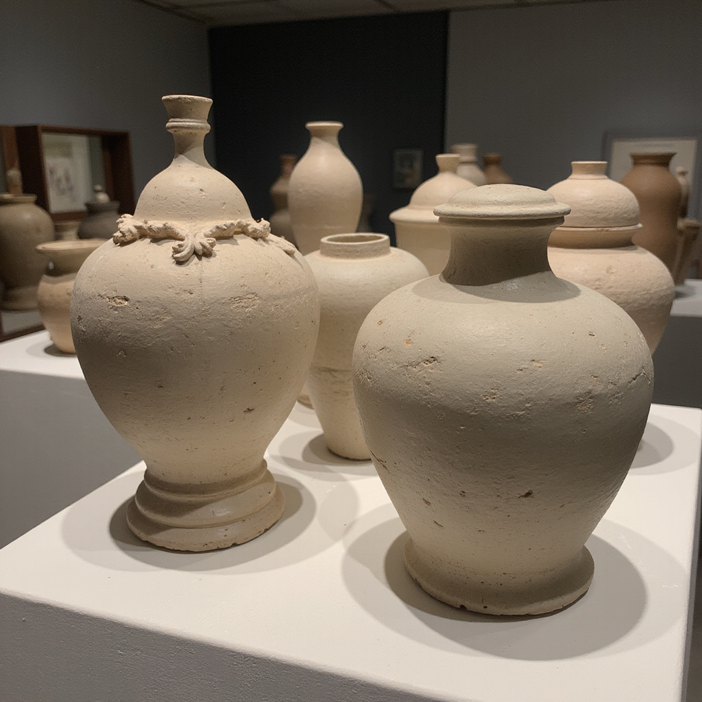 wnętrze muzeum z witrynami pełnymi ceramiki i hetyckich insygniów