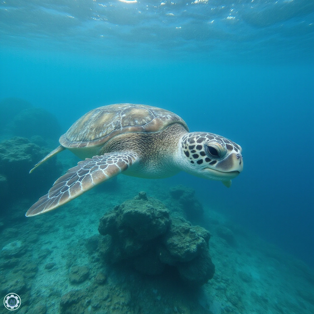 żółw morski caretta caretta płynący w turkusowych wodach Watamu