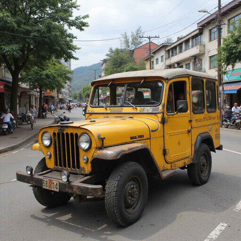 Kolorowe jeepney-e na zatłoczonej ulicy w Manili, Filipiny